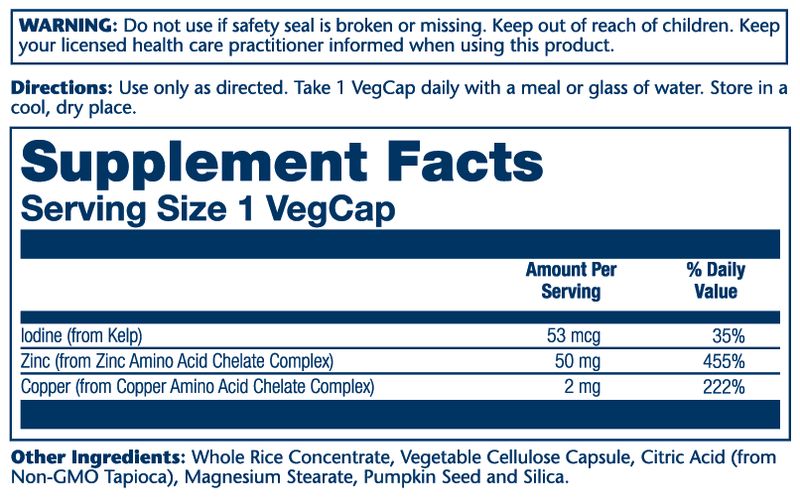 Solaray - Zinc Copper - 100 Veg Capsules