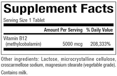 Natural Factors - B12 Methylcobalamin 5000 mcg Chewable - 60 Tablets