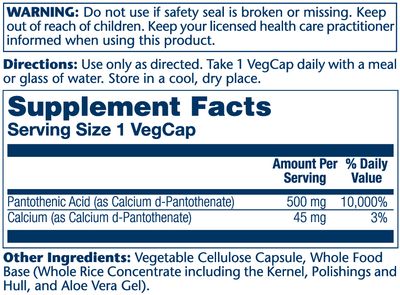 Solaray - Pantothenic Acid 500 mg - 100 Capsules