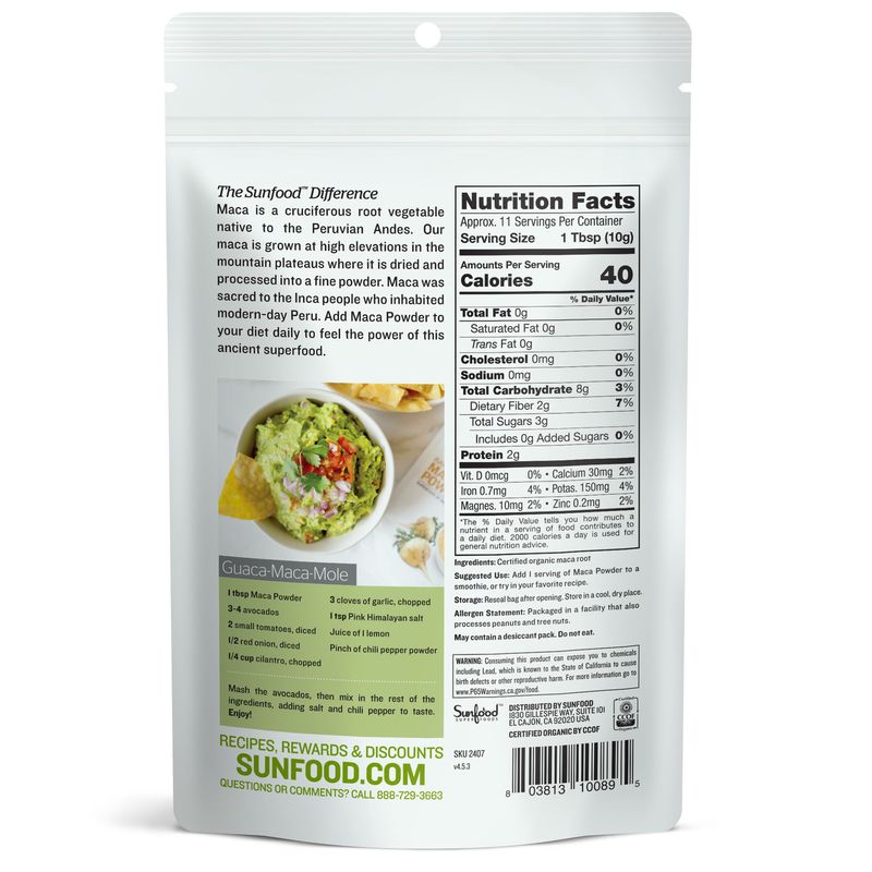 Sunfood - Raw Organic Maca Powder - 4 oz