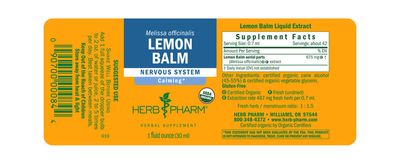 Herb Pharm - Lemon Balm Alchohol Free - 1 oz