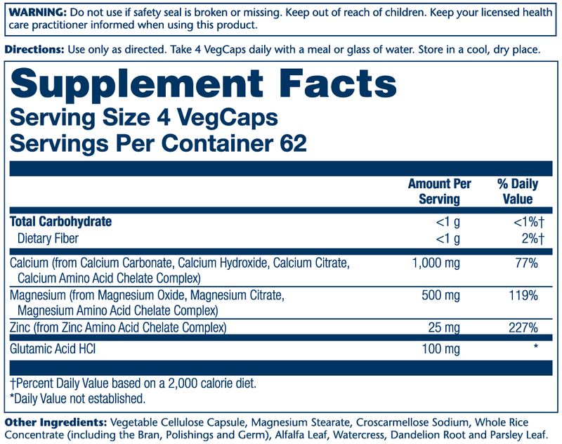 Solaray - Calcium Magnesium Zinc - 250 Capsules