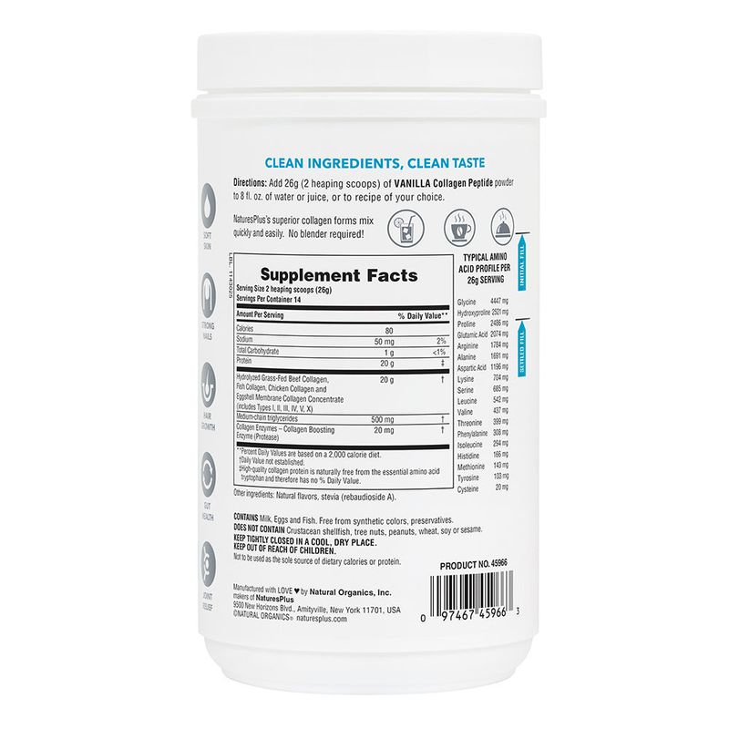 Natures Plus - Collagen Peptides Vanilla - 364 grams