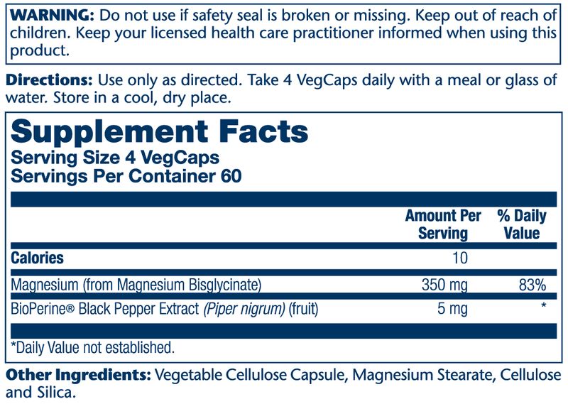 Solaray - Magnesium Glycinate 350 mg - 240 Veg Capsules