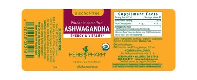 Herb Pharm - Ashwagandha Alchohol Free - 1 oz