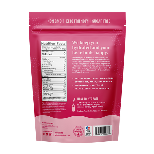 Ultima - Box of Raspberry Electrolyte Powder - 20 Sticks
