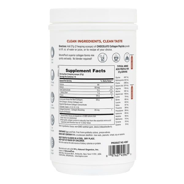 Natures Plus - Collagen Peptides Chocolate - 378 grams