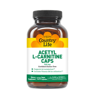 Country Life - Acetyl L-Carnitine Caps 500 mg - 120 Veg Capsules Country Life - Acetyl L-Carnitine Caps 500 mg - 120 Veg Capsules