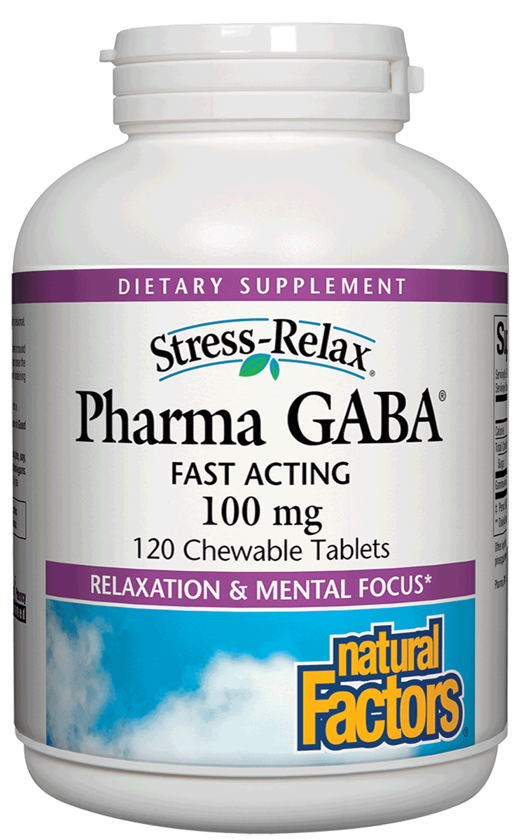 Natural Factors - Stress-Relax Pharma Gaba Chewable - 120 Tablets