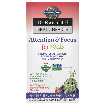 Garden of Life - Dr. Formulated Brain Health Attention &amp; Focus For Kids Watermelon - 60 Chewables