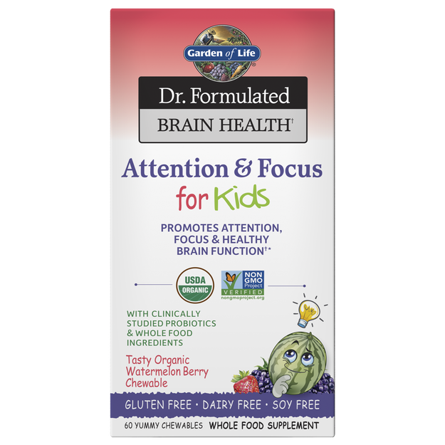 Garden of Life - Dr. Formulated Brain Health Attention &amp; Focus For Kids Watermelon - 60 Chewables