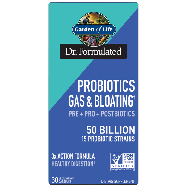 Garden of Life - Dr. Formulated Probiotics Gas &amp; Bloating 50 Billion - 30 Veg Capsules