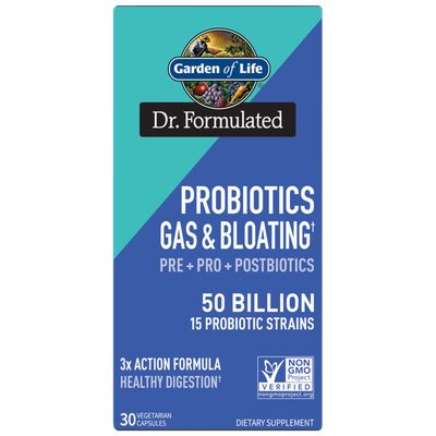 Garden of Life - Dr. Formulated Probiotics Gas &amp; Bloating 50 Billion - 30 Veg Capsules