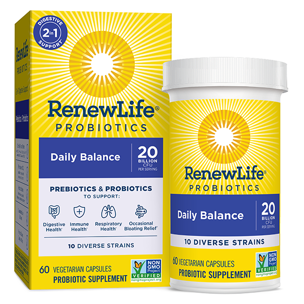 Renew Life - Daily Balance Probiotics + Prebiotics 60Ct - 60 Capsules