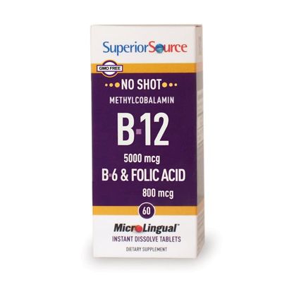 Superior Source - Methylcobalamin B-12 5000 mcg B-6 & Folic Acid 800 mcg - 60 Tablets Superior Source - Methylcobalamin B-12 5000 mcg B-6 & Folic Acid 800 mcg - 60 Tablets
