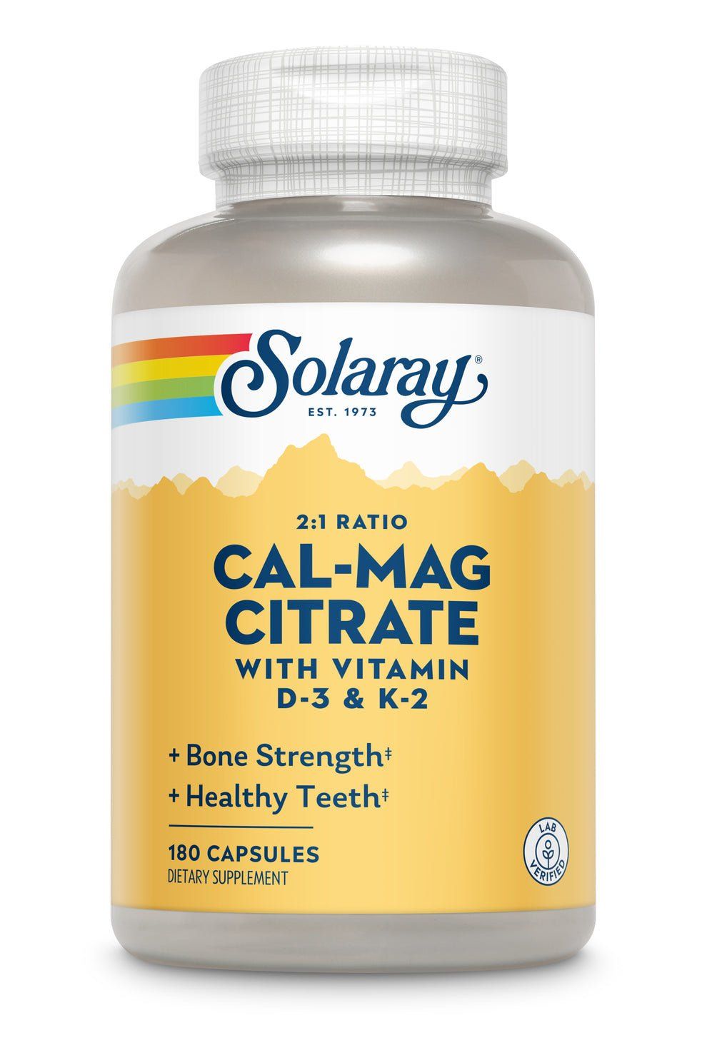 Solaray - Cal-Mag Citrate Plus D3 K2 - 180 Capsules