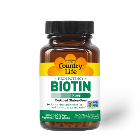 Country Life - High Potency Biotin 5 mg - 120 Veg Capsules