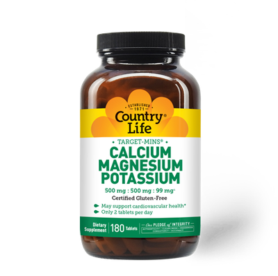 Country Life - Calcium Magnesium Potassium - 180 Veg Capsules