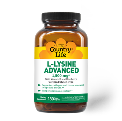 Country Life - L-Lysine Advanced 1500 mg - 180 count Country Life - L-Lysine Advanced 1500 mg - 180 count