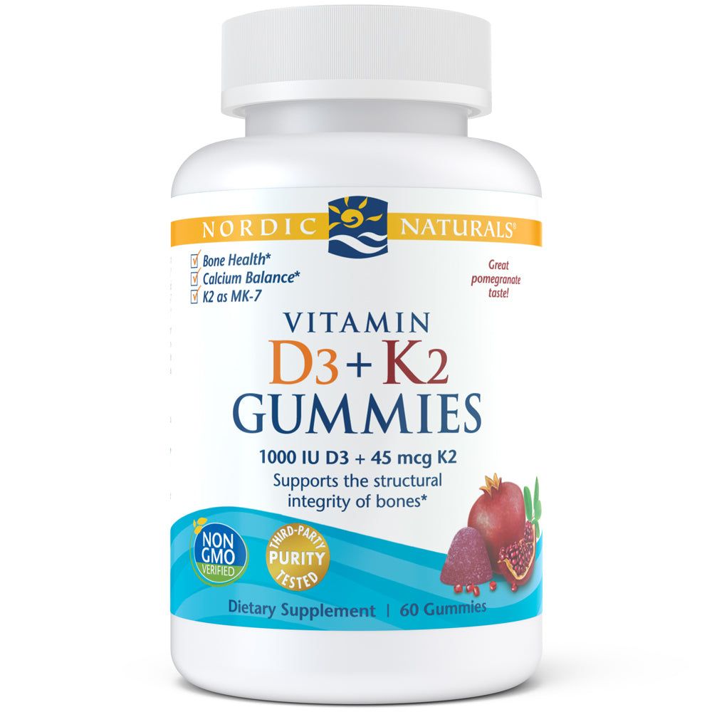 Nordic Naturals - Vitamin D3 + K2 Gummies - Pomegranate - 60 count
