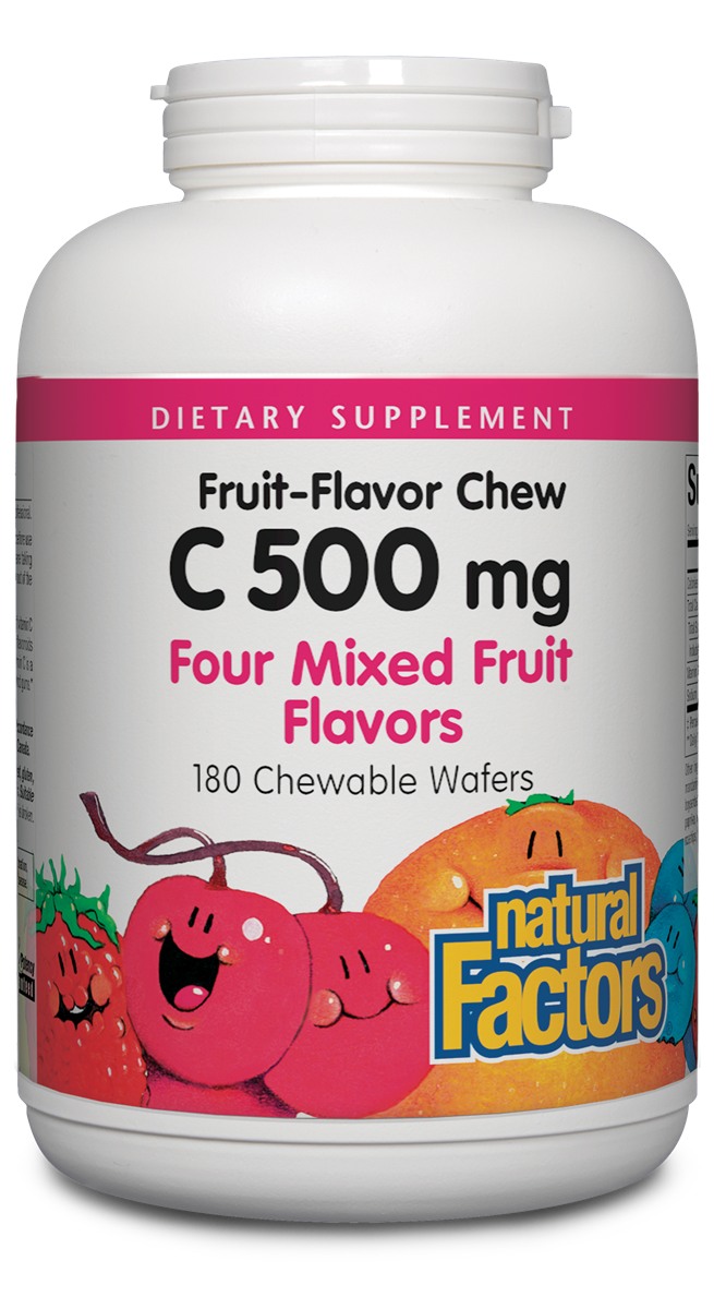 Natural Factors - C 500 mg Natural Fruit Chews Mixed Fruit - 180 Tablets