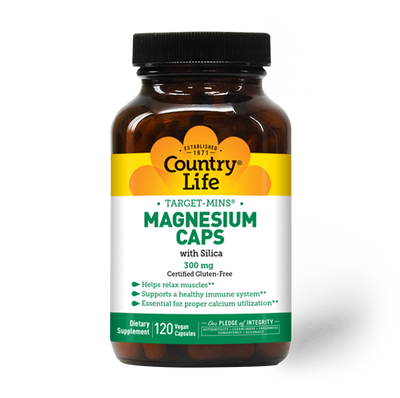Country Life - Magnesium Caps With Silica 300 mg - 120 Veg Capsules