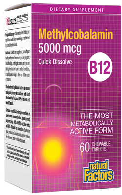 Natural Factors - B12 Methylcobalamin 5000 mcg Chewable - 60 Tablets Natural Factors - B12 Methylcobalamin 5000 mcg Chewable - 60 Tablets