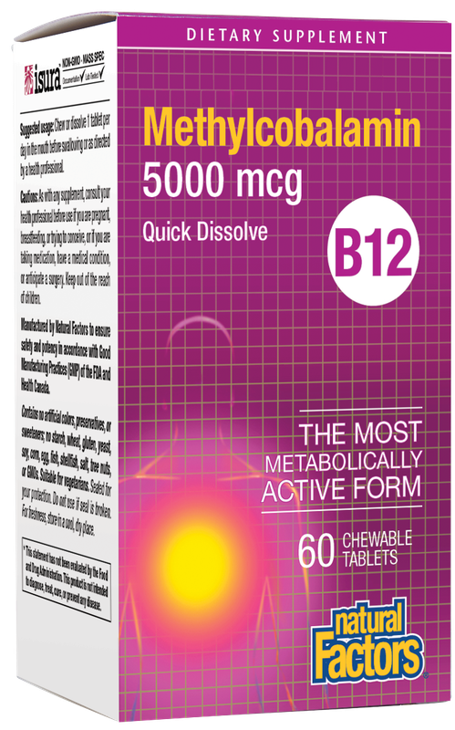 Natural Factors - B12 Methylcobalamin 5000 mcg Chewable - 60 Tablets