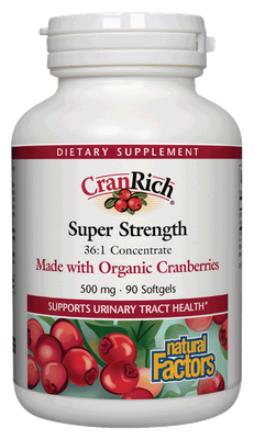 Natural Factors - Cranrich 500 mg Organic Cranberries - 90 Softgels