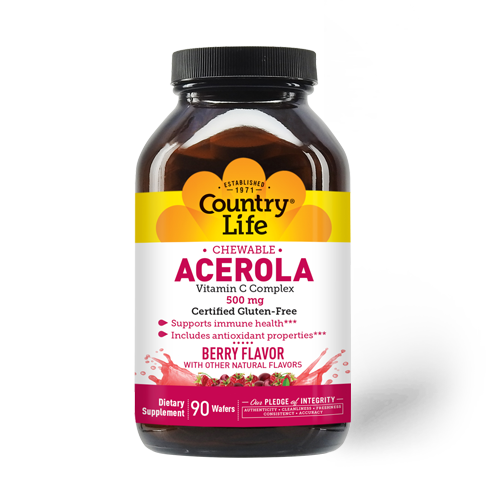 Country Life - Chewable Acerola Vitamin C Complex 500 mg - 90 Wafers