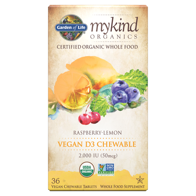 Garden of Life - Mykind Organics 2000 IU Vegan D3 Raspberry-Lemon - 30 Chewables