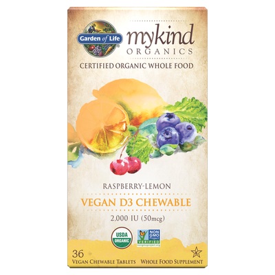 Garden of Life - Mykind Organics 2000 IU Vegan D3 Raspberry-Lemon - 30 Chewables Garden of Life - Mykind Organics 2000 IU Vegan D3 Raspberry-Lemon - 30 Chewables