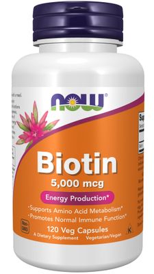 Now - Biotin 5000 mcg - 120 Veg Capsules