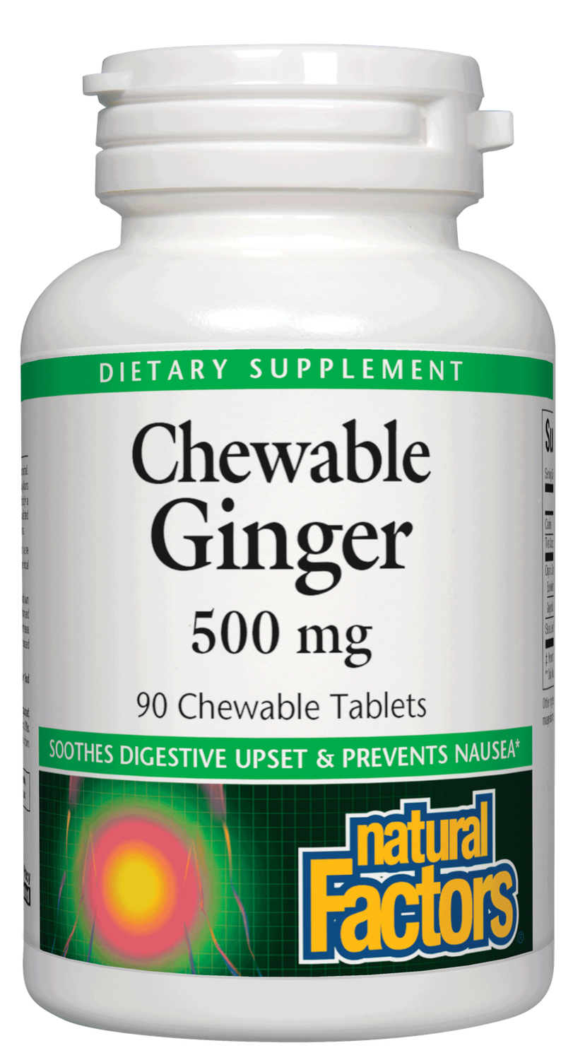 Natural Factors - Chewable Ginger 500mg - 90 Chewable Tablets