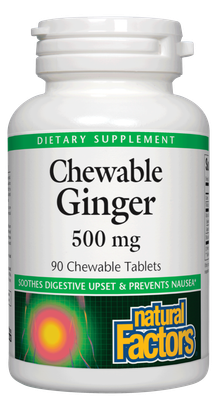 Natural Factors - Chewable Ginger 500mg - 90 Chewable Tablets