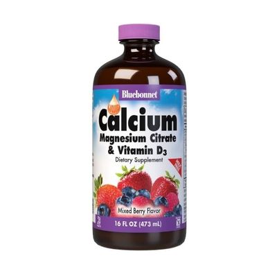 Bluebonnet - Liquid Calcium Magnesium Citrate Plus Vitamin D3 Natural Mixed Berry - 18 oz