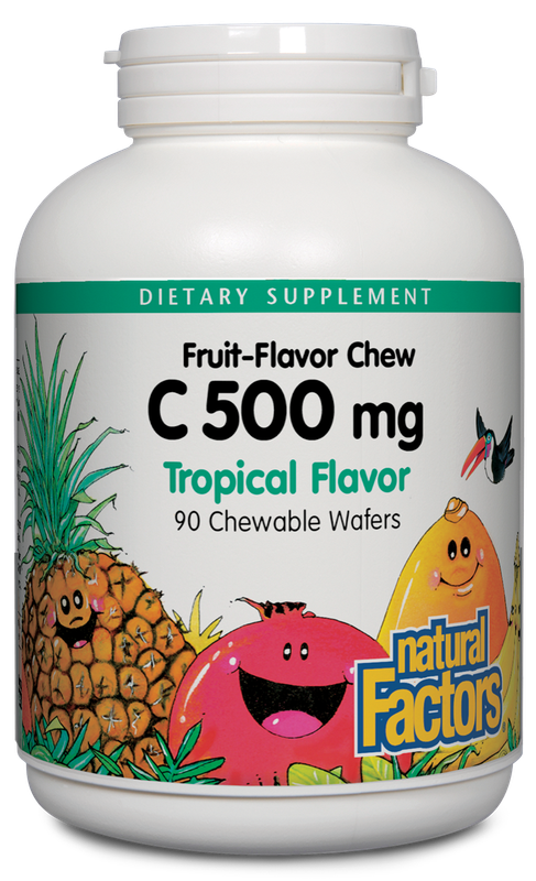 Natural Factors - C 500 mg Natural Fruit Chews Jungle Juice - 90 Tablets