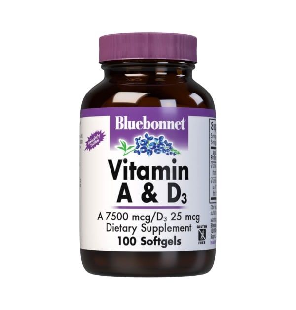 Bluebonnet - Vitamin A &amp; D3 25000 1000 IU - 100 Softgels