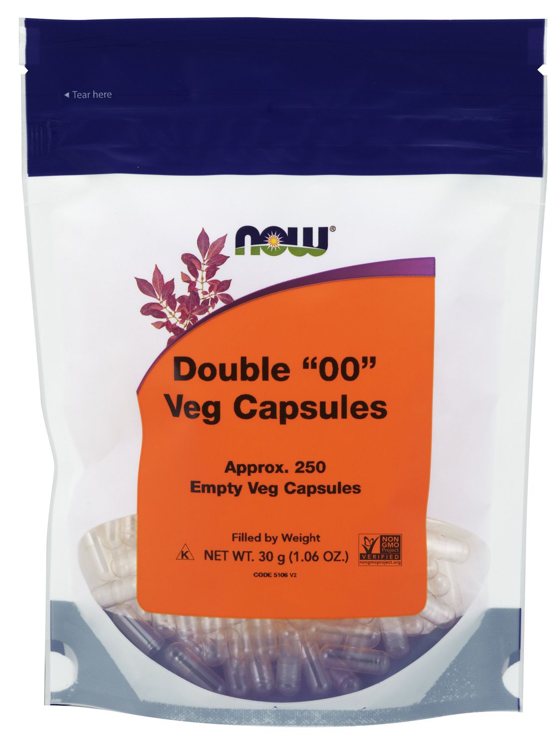 Now - Double "00" Veg Capsules - 250 Capsules
