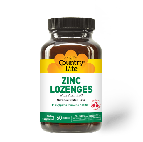 Country Life - Zinc Lozenges With Vitamin C Cherry - 60 Tablets