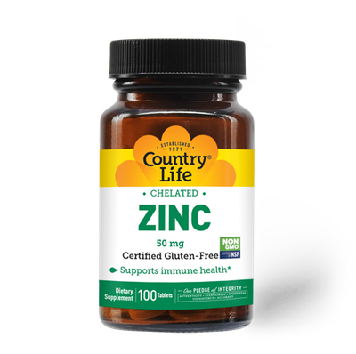 Country Life - Chelated Zinc 50 mg - 100 Tablets