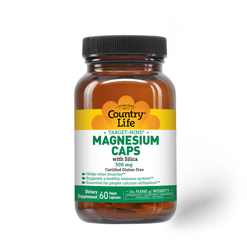 Country Life - Magnesium Caps With Silica 300 mg - 60 Veg Capsules