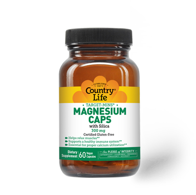Country Life - Magnesium Caps With Silica 300 mg - 60 Veg Capsules