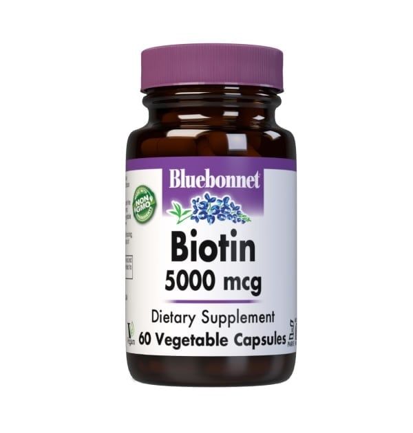 Bluebonnet - Biotin 5000 mcg - 60 Veg Capsules