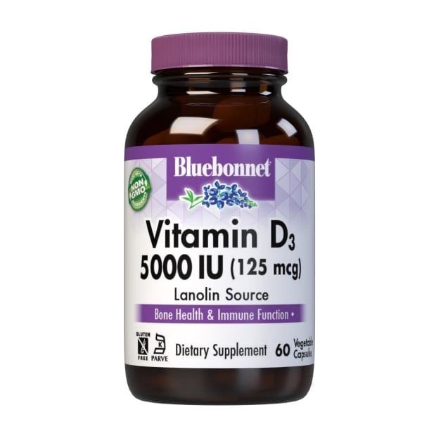 Bluebonnet - Vitamin D3 5000 IU - 60 Veg Capsules