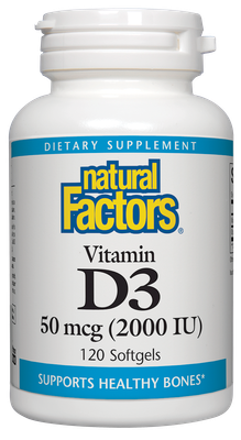 Natural Factors - Vitamin D3 2000 IU - 120 Softgels