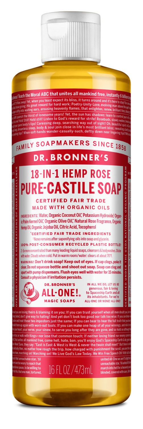 Dr Bronners - Organic Castile Liquid Soap Rose - 16 oz