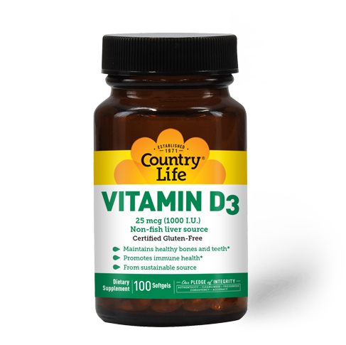 Country Life - Vitamin D3 1000 IU - 100 Softgels
