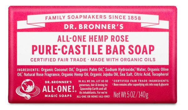 Dr Bronners - Organic Castile Barsoap Rose - 5 oz