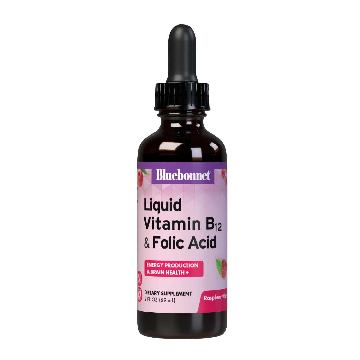 Bluebonnet - Liquid Vitamin B-12 & Folic Acid Natural Raspberry - 2 oz